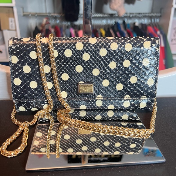 Dolce & Gabbana Black and Cream Polka Dot Clutch - Picture 10 of 13